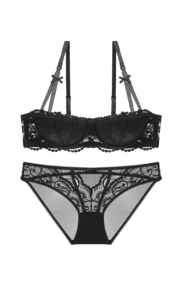 ROMANCE BLACK LACE LINGERIE SET