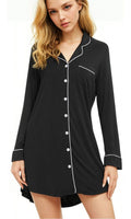 BLACK BAMBOO SILKY SOFT PJ SHIRT