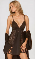 FIFI BLACK SATEEN SLIP & ROBE SET