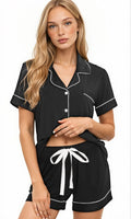 BLACK BAMBOO SILKY SOFT BOXER PJ SET