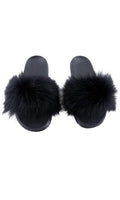 DIVA BLACK FAUR FUR SLIDES