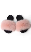 DIVA BLUSH FAUX FUR SLIDES
