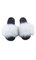 DIVA IVORY FAUX FUR SLIDES
