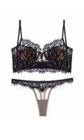 EYELASH BLACK LACE LINGERIE SET