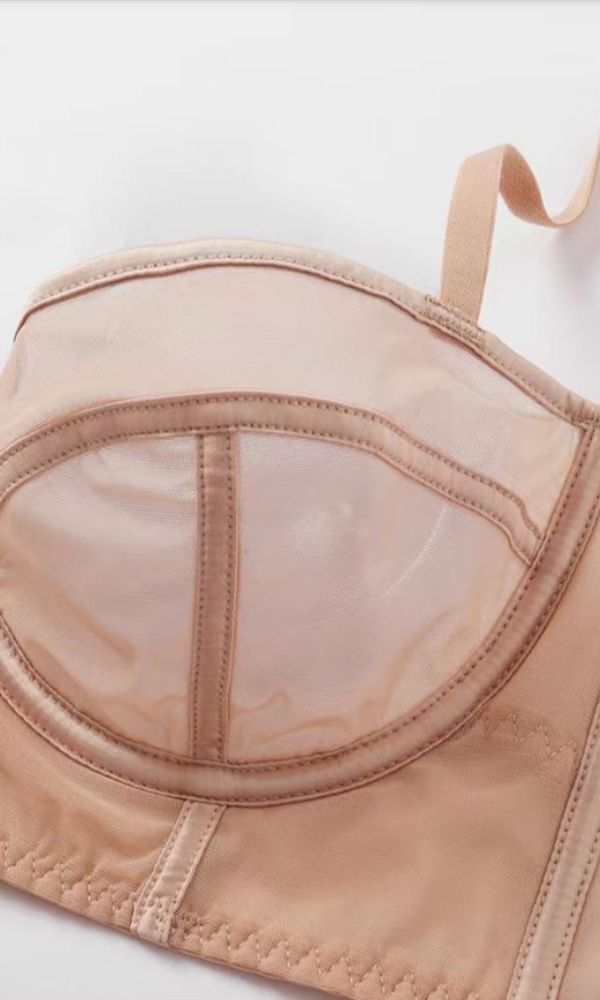 FRENCH NUDE SATEEN MESH LINGERIE SET
