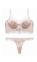 LATTE EYELASH LACE BRALETTE & FRENCH G SET