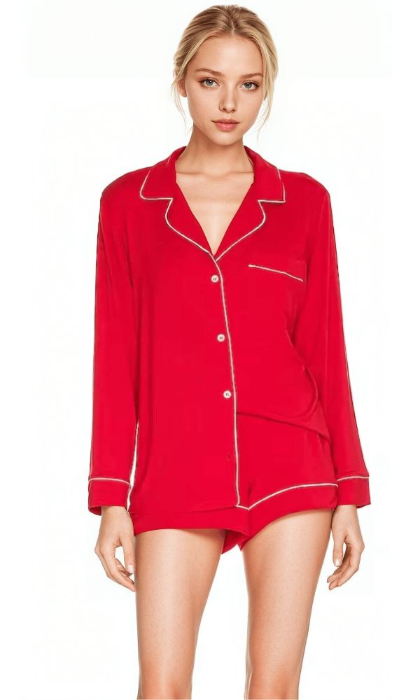 LIPSTICK RED BAMBOO BOXER SET