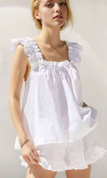 WHITE 100% COTTON PJ LOUNGE SET