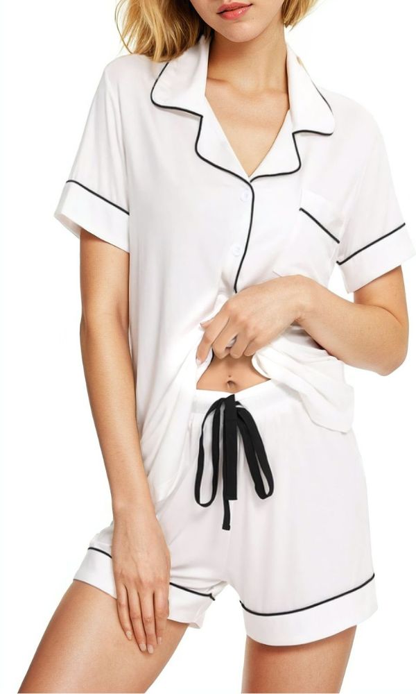 WHITE BAMBOO BOXER PJ SET