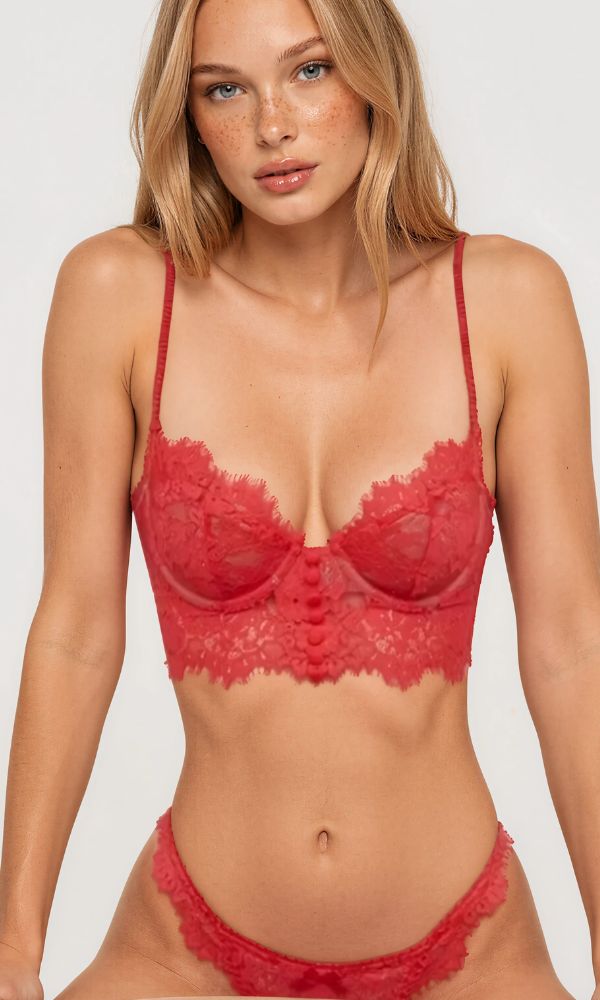 LIPSTICK RED EYELASH LACE SET